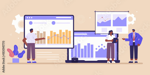 Business team analyzing data and charts for financial growth strategy