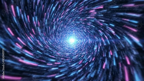 Abstract swirling tunnel of light visuals with energy flow concept