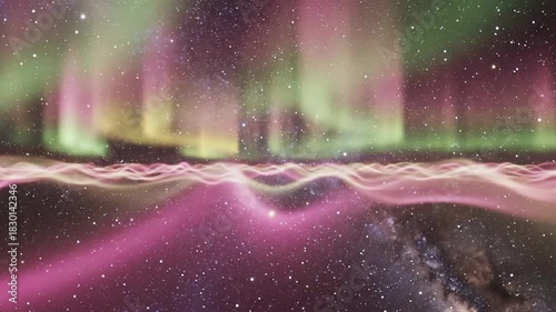 Abstract visualization of celestial aurora in outer space