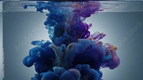 Colorful ink blending in clear liquid slow motion abstract background