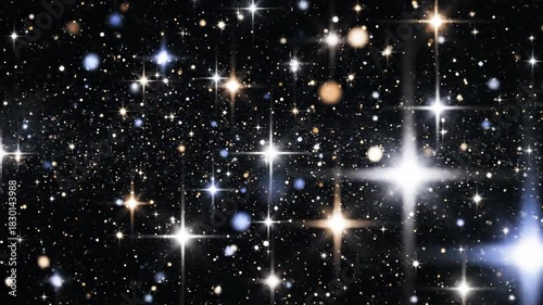 Cosmic night sky sparkling stars and celestial bodies abstract background