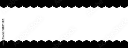Top and bottom scalloped borders. Banner template with horizontal wavy lines and empty space for text. Vector graphic illustration.