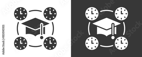 Full Time Icon Set Vector Collection Isolated In Black And White