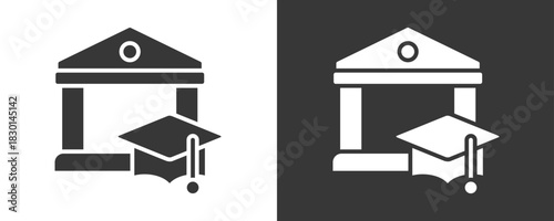 University Icon Set Vector Collection Isolated In Black And White