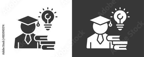 Professor Icon Set Vector Collection Isolated In Black And White