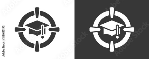 Graduation Icon Set Vector Collection Isolated In Black And White