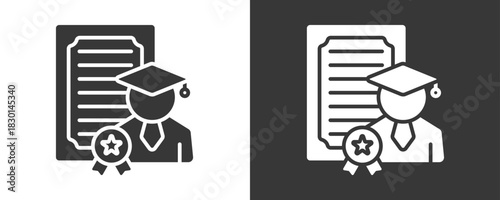 Graduate Icon Set Vector Collection Isolated In Black And White