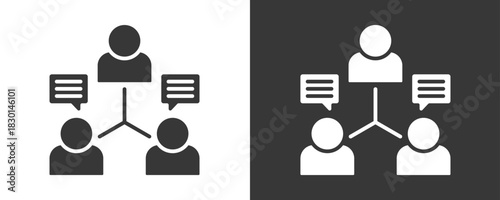 Team Communication Icon Set Vector Collection Isolated In Black And White