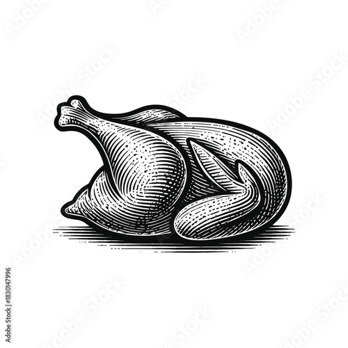 Vintage Whole Roasted Chicken Engraving