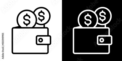 Wallet With Money  Icon Set White Style Collection