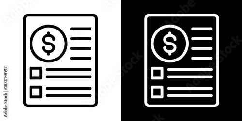 Salary Slip  Icon Set White Style Collection
