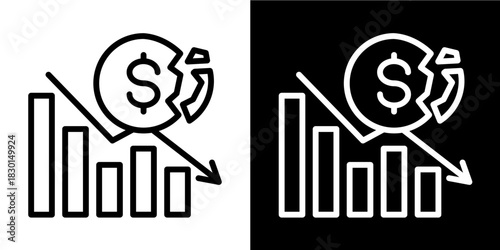 Earnings Breakdown  Icon Set White Style Collection