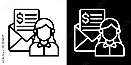 Employee Payslip  Icon Set White Style Collection