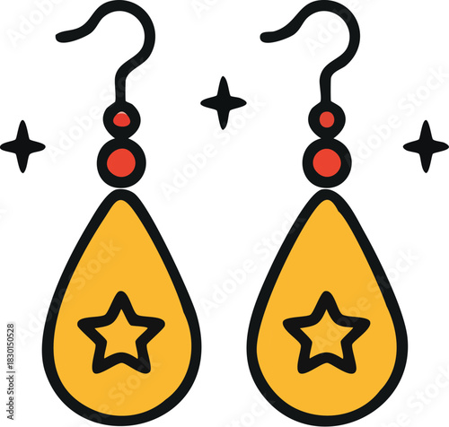 Golden Teardrop Earrings with Star Design Stylish Jewelry Icon for Fashion and Beauty