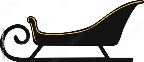 Simple yet charming black silhouette of a Christmas traditional festive sleigh, evoking the spirit of holiday gift delivery and winter wonderland enchantment