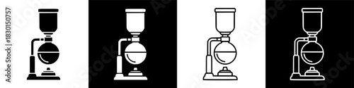 Stylish Siphon Coffee Maker Icons Representing Innovative Brewing Equipment and Artisanal Beverage Preparation for Delicious Coffee Experience