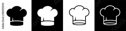 Chef Hat Icons A Culinary Blend in Black and White for Design and Culinary Concepts