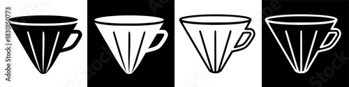 Elegant Pour-Over Coffee Filter Icon Set - Brew Your Perfect Cup, Coffee Grill Style