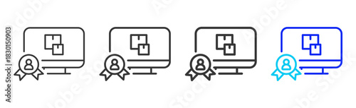 quality review icon set collection in creative outline style for business featuring multiple thickness variations suitable for transition planning and strategic flow hub