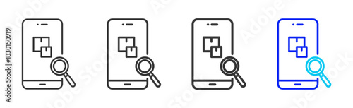 mobile listing icon set collection in creative outline style for business featuring multiple thickness variations suitable for transition planning and strategic flow hub