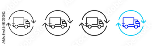 logistic loop icon set collection in creative outline style for business featuring multiple thickness variations suitable for transition planning and strategic flow hub