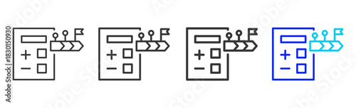 cost tracking icon set collection in creative outline style for business featuring multiple thickness variations suitable for transition planning and strategic flow hub