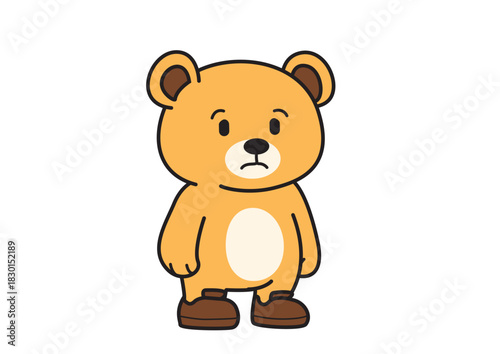 Adorable cartoon bear character standing with a neutral expression in a playful and whimsical style Animal illustration
