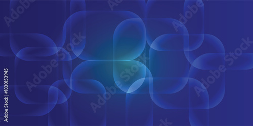 Abstract blue background with glowing translucent rounded shapes and a subtle grid pattern.