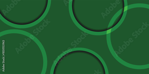Abstract green background with overlapping translucent circles and shadow effects.