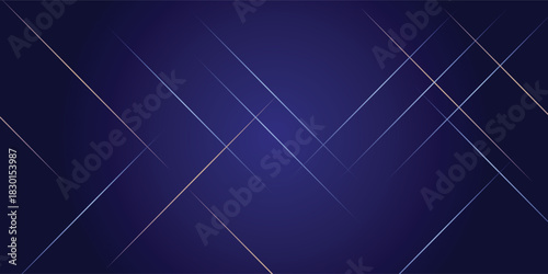 Abstract modern background with shiny metallic lines crossing on a dark blue gradient surface.