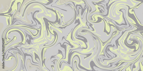 Elegant abstract background with a liquid marble effect in grey and pastel yellow.