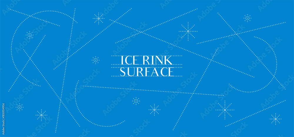 Naklejka premium Ice Rink Texture with Hockey Arena Lines. Blue Winter Surface Pattern Showing Frozen Tracks and Frost Effects for Sport Backgrounds and Ice Skating Illustrations.