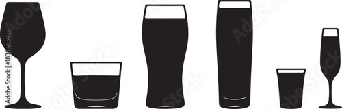 types of glassware silhouette