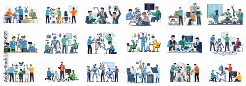 Robotics engineering team developing and maintaining various humanoid and industrial robots, focusing on artificial intelligence, programming, and advanced technology R&D.