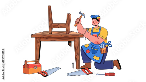 Repairing a Chair with a Carpenter