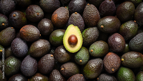 Fresh Avocado Half on Whole Avocados