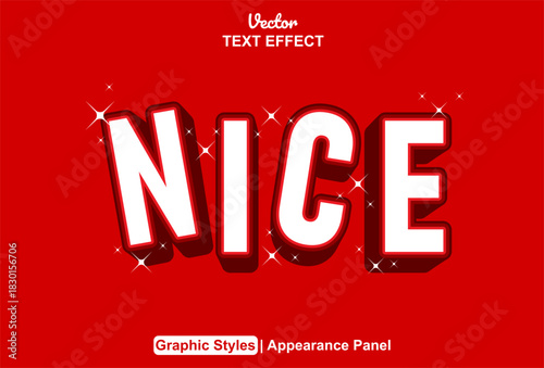 Nice text effect with red color can be edited.