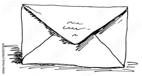 Hand drawn closed paper envelope for mail Vector sketch illustration of post letter and message delivery