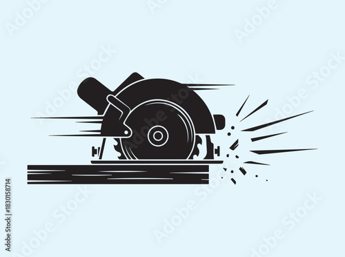 Carpentry Tool Circular Saw Silhouette in Bold Black Vector Form
