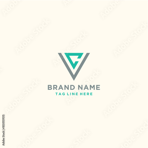 Letter VC Triangle Logo Design Vector Template