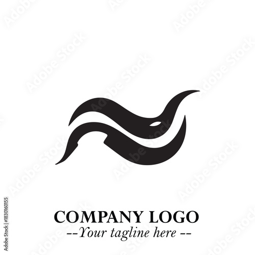 Elegant Black Wave Logo Symbol on a Clean White Background for Modern Minimalist Branding Design Art