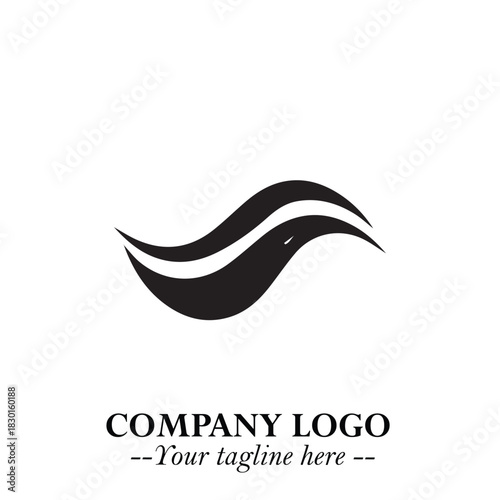 Elegant Black Wave Logo Symbol on a Clean White Background for Modern Minimalist Branding Design Art