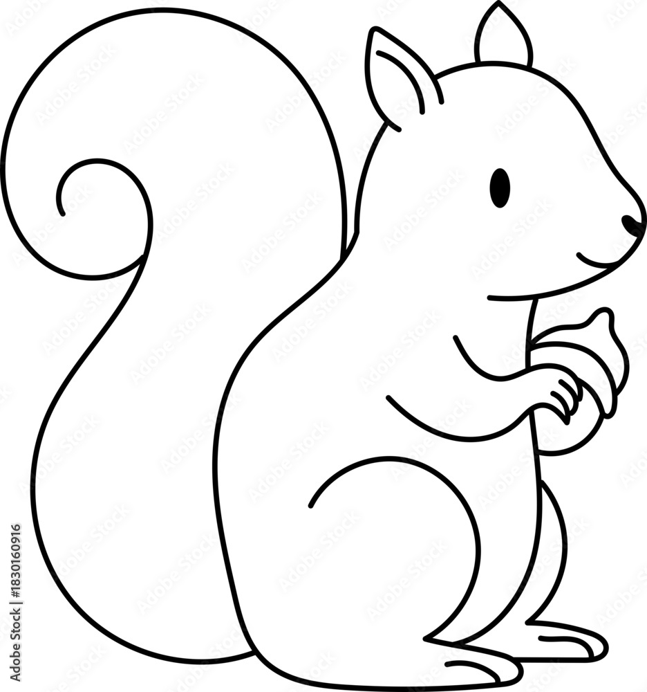 Fototapeta premium Playful squirrel coloring page for kids