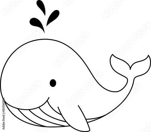Smiling baby whale coloring page for toddlers