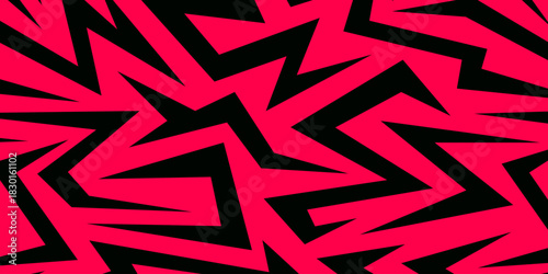 Abstract zigzag pattern in bold pink and black creating a dynamic, edgy background