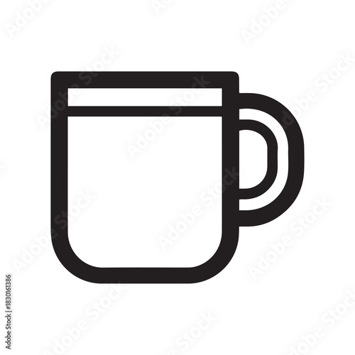 Black and White Mug Icon Simple Design