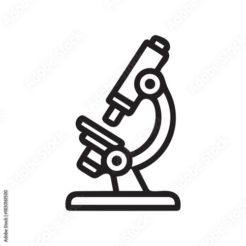 Black and White Outline of a Microscope Science Tool for Research Purposes
