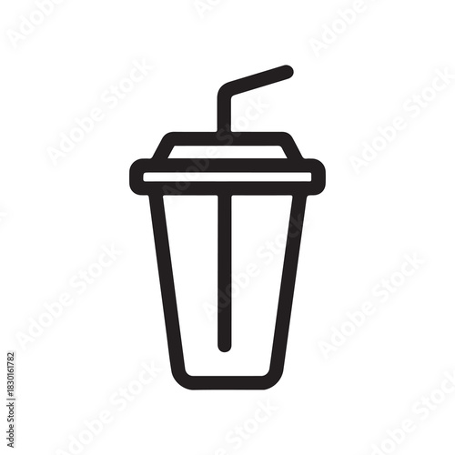 Black and White Soda Cup with Straw