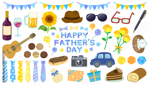 父の日のイラストセット ベクター素材