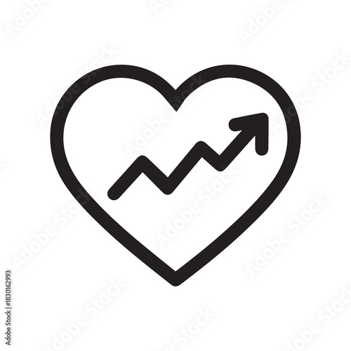 Heart Rate Monitor Icon with Ascending Arrow Trendline Health Symbol